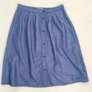 LOFT 100% Tencel Button Down Chambray Skirt